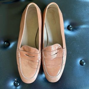 J.Crew loafers, women’s size 10, leather upper, made in Italy, tan/beige/coral